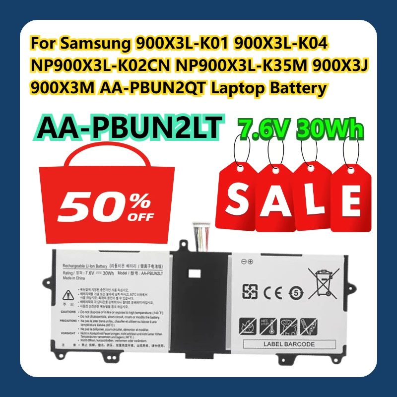 

Аккумулятор для ноутбука Samsung 900X3L-K01 900X3L-K04 NP900X3L-K02CN NP900X3L-K35M 900X3J 900X3M 7,6 В 30 Втч AA-PBUN2LT AA-PBUN2QT