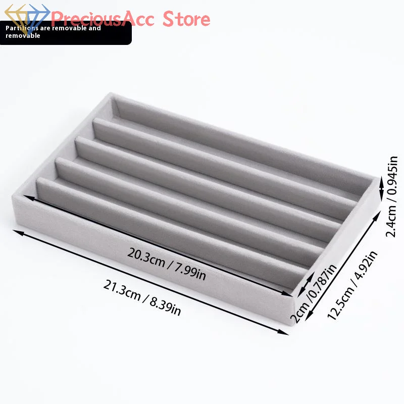 Velvet Jewelry Tray Display Case Portable Earring Necklace Holder Packaging Box Grey Beige Stackable Jewelry Organizer Boxes