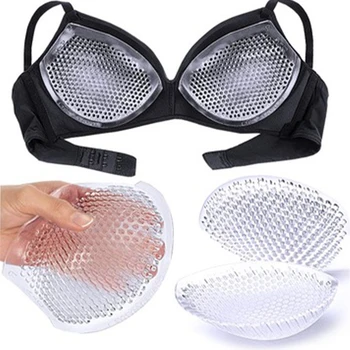 Reusable ซิลิโคน Bra Inserts ชุดว่ายน้ําบิกินี่ถ้วย Enhancer กาวซิลิโคน Push Up Clear Gel Chest Pads Breast Lift Pad