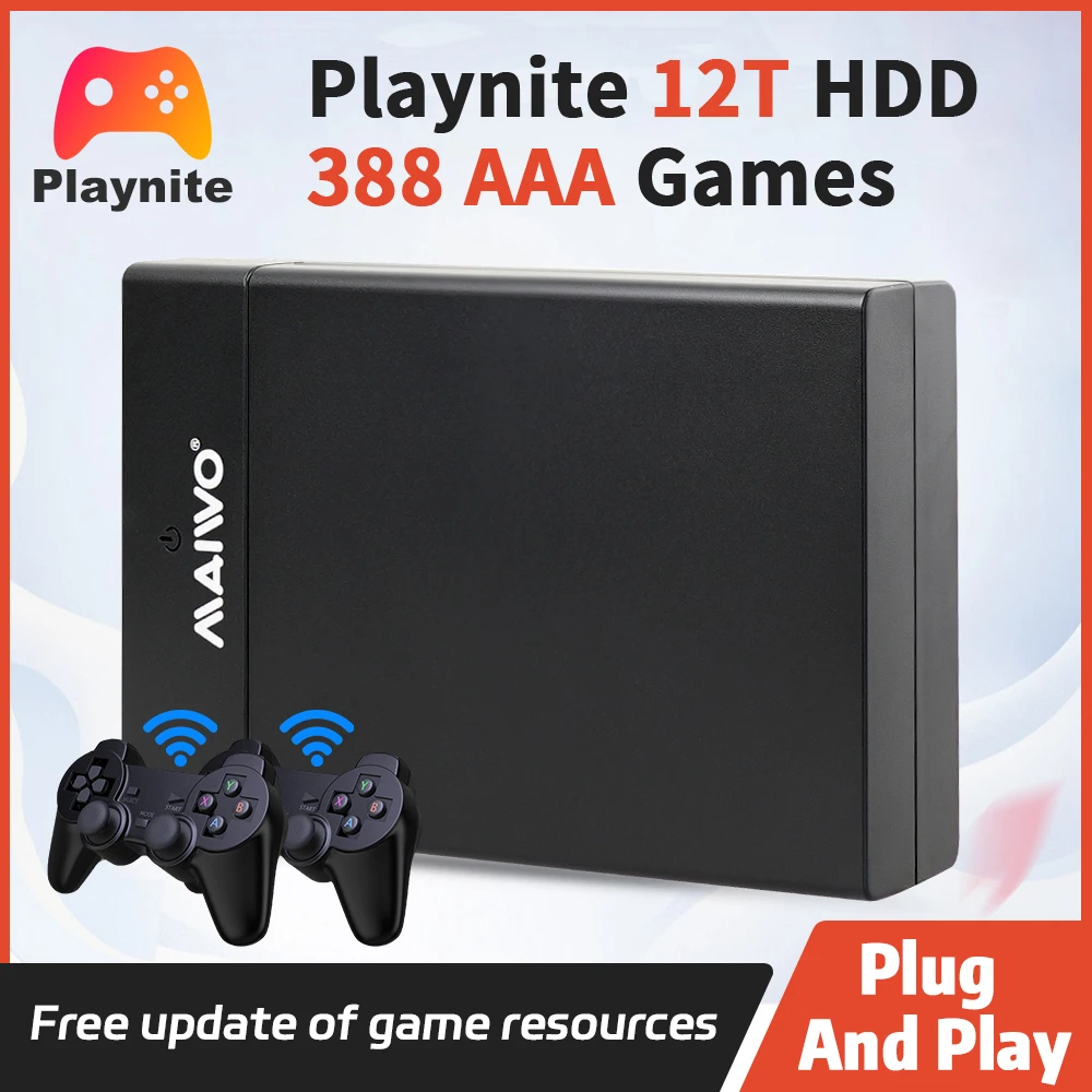 12TB Retro Game HDD Playnite External Hard Drive With 390 AAA Games For PS4/PS3/PS2/PS1/PSP/Switch/WII/N64 For Windows PC/Laptop