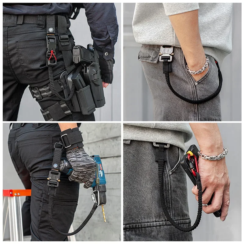 Image of Outdoor Taktische Multifunktions-Anti-Verlust-Hosenkordel, Rucksack-Zubehör im Techwear-Stil, Schnellverschluss-Sicherheitsseil, Taschenriemen