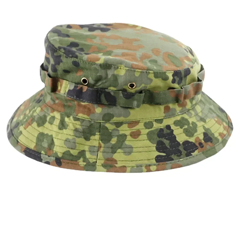 German Flecktarn Camouflage Bonnie Hat Fans Outdoor Camping Sunhat Fishing Sunbonnet Cap