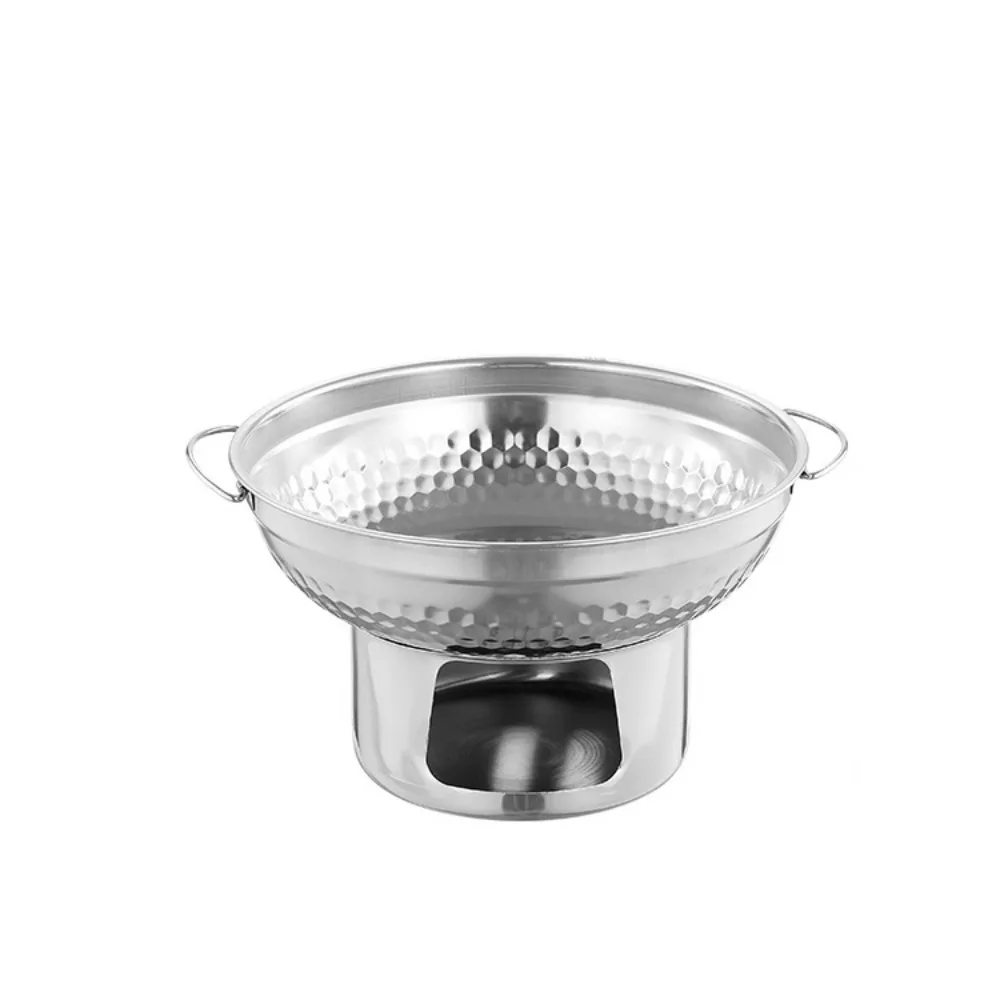 

20/22cm Stainless Steel Hot Pot Thickened with Chimney Thai Hot Pot Wide Opening Rust-proof Double Ears Hot Pot Camping