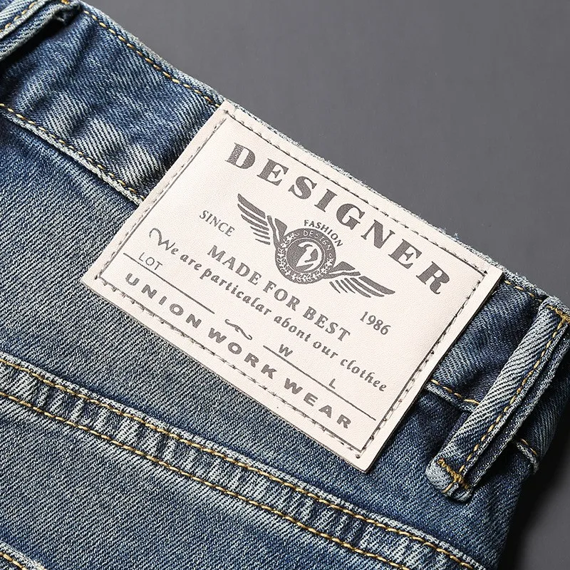 Newly Vintage Fashion Men Jeans High Quality Retro Blue Elastic Slim Fit Designer Jeans Men Trousers Casual Denim Pants Hombre