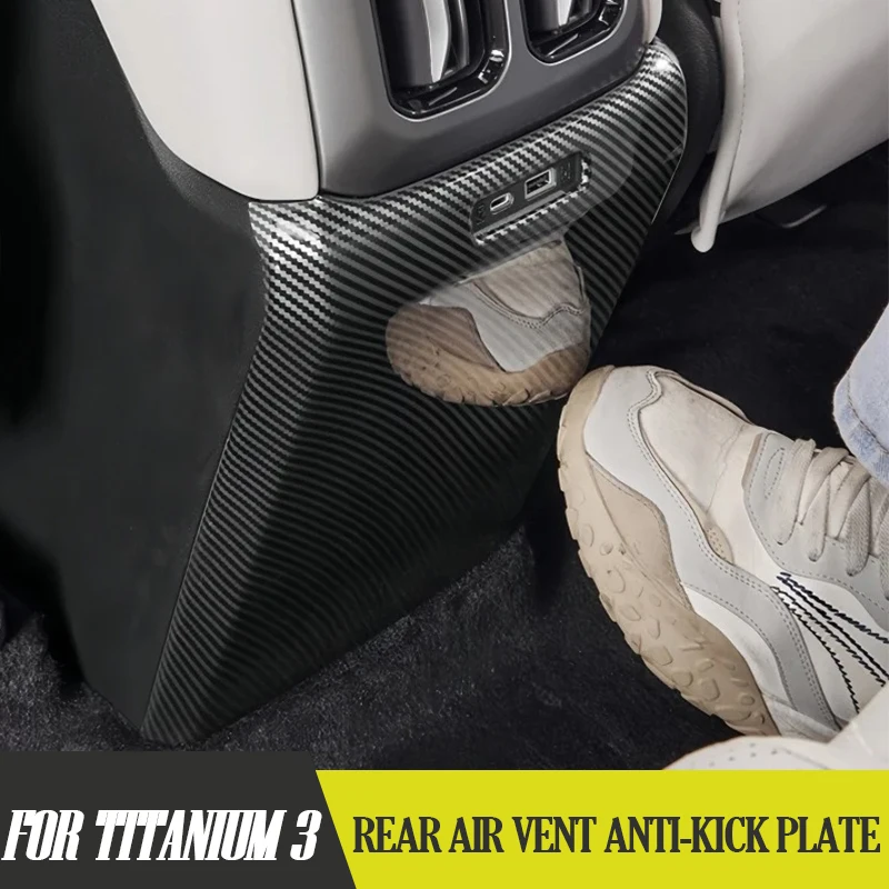 

Rear Air Vent Anti-Kick Plate for BYD Leopard 3 Titanium 3 Carbon Fiber Pattern Armrest Box Rear Sticker Interior Accessories