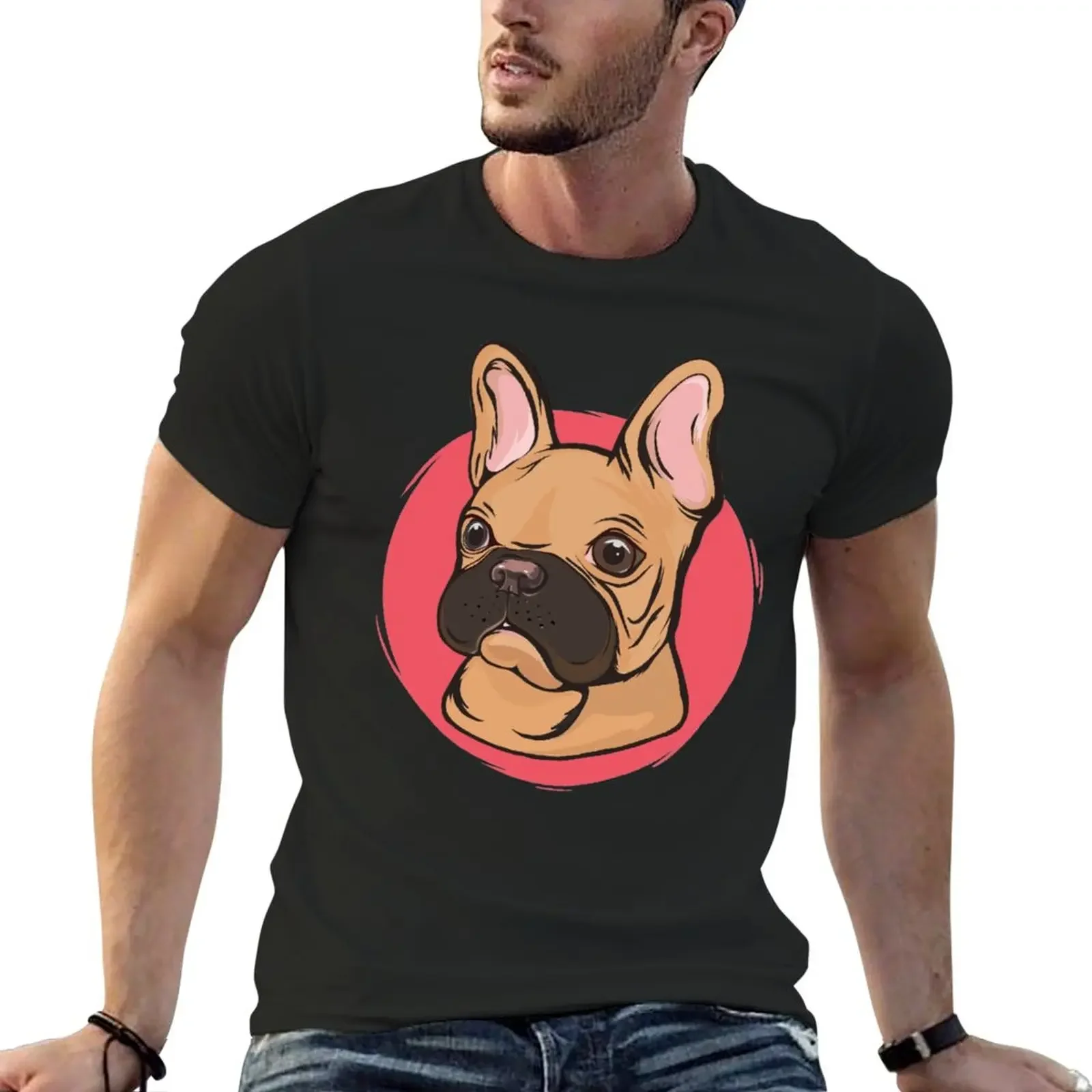 Frenchie French bulldog pop colorfull Vintage T-Shirt anime aesthetic clothes korean fashion mens t shirt graphic