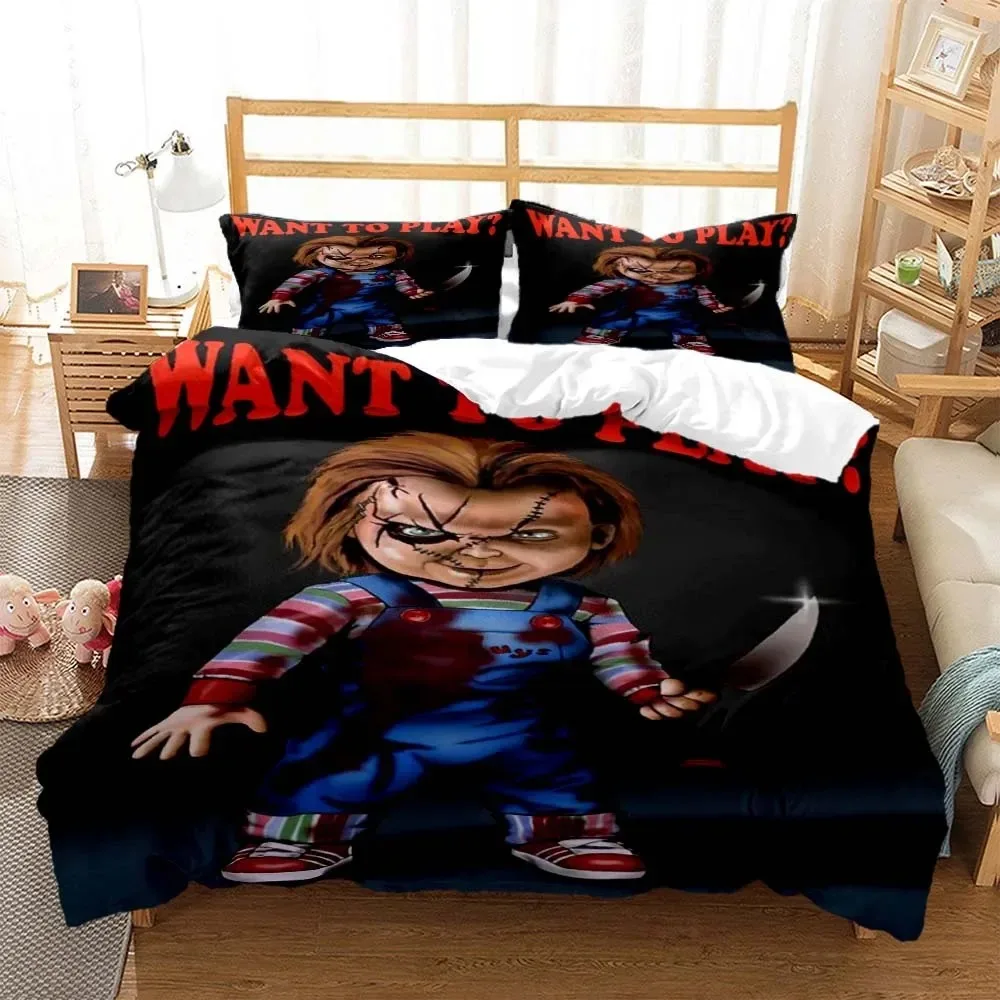 Halloween Horror Movie Clown Printed Quilt Cover Pillowcase Queen Bedding Set Bedding Set Luxury Personalized Bedding Customized