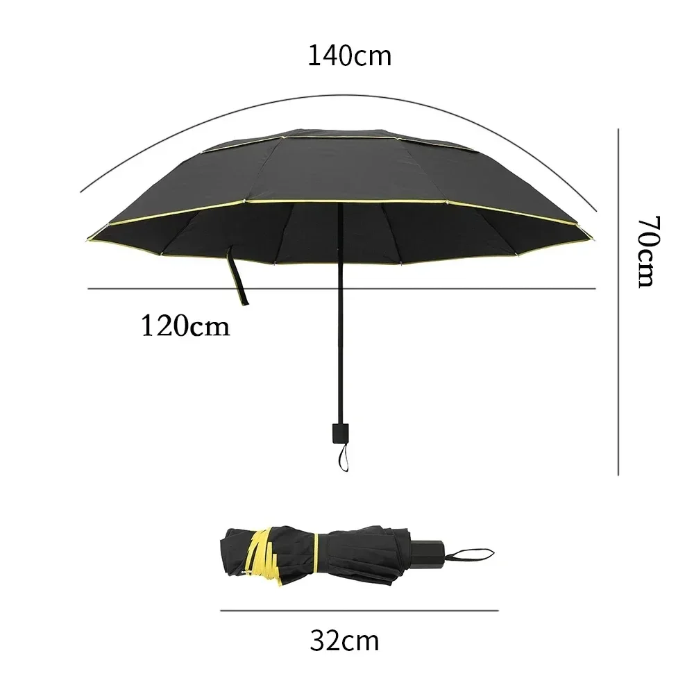 Extra Large Folding Umbrella 10 Ribs Thicken Double-Layer Anti-UV Golf Umbrella Windproof Storm-proof Umbrella for Women Men New