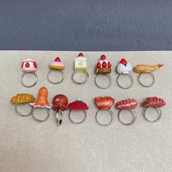 Bandai Original Kawaii Gashapon Figure Anime Takoyaki Cake Dessert Ring Octopus Ball Figurine Keychain Cute Capsule Toys Gift