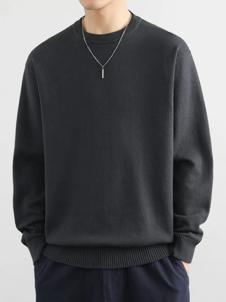 

Men's round Ne Knitwear Cotton Sweater Autumn Winter ey High Quali Inner Wear for Teens Pure Cotton Yarn Coat