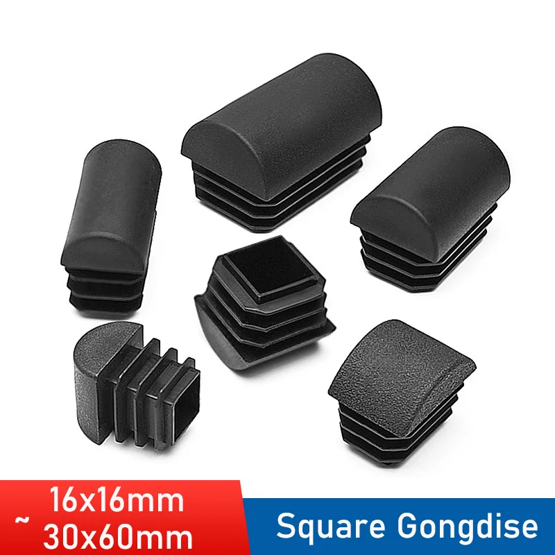 Square Tube Half Round End Caps, Oblong Pipe Plugs PP Plastic Arc Cover 16-60mm Decorative Protection Caps for Furniture DIY