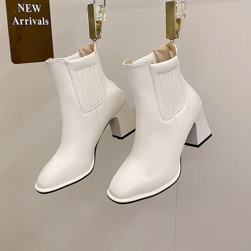 Women's 2023 New Autumn and Winter All-match Thick-heeled Middle-heeled Single Boots Short Boots High-heeled Shoes womens boots