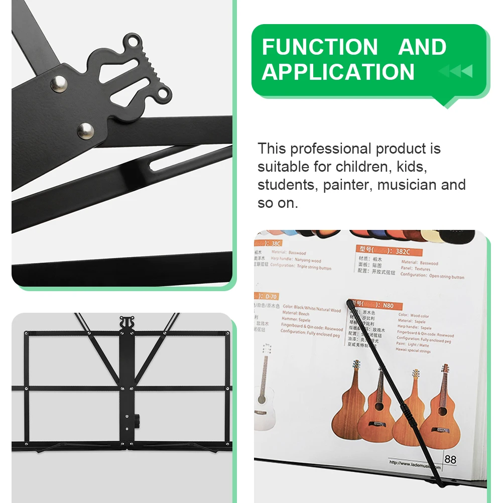 

Portable Foldable Music St Black Simple Reading St for Notes Tablet Support Rack Desktop Holder Musical Instrument Accessory