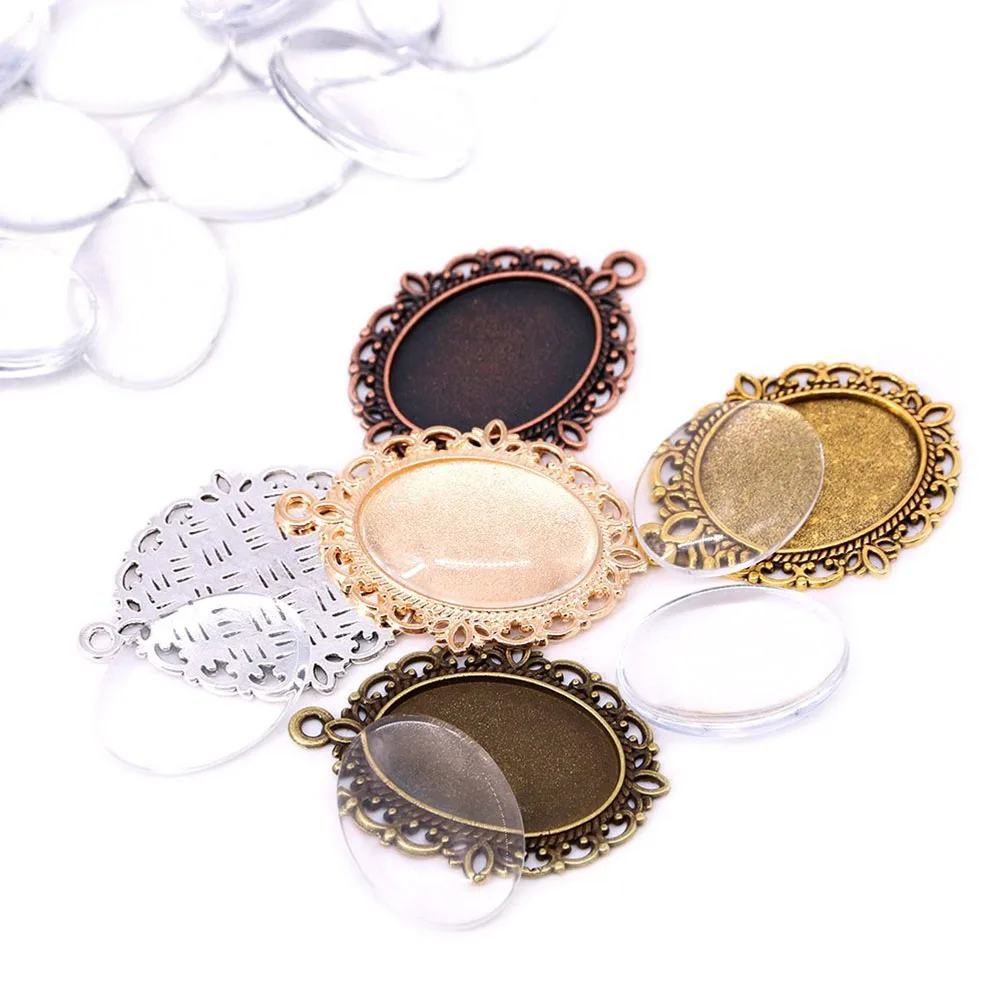 

60Pcs Elegant Lace Oval Metal Pendant Accessories For Crafts Bracelets Necklaces Earrings Jewelry Components Box Packed