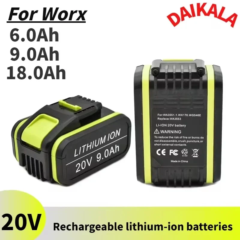 

9000mAh Replacement Worx 20V Maximum Lithium-ion Battery WA3551 WA3551.1 WA3553 WA3641 WX373 WX390 Rechargeable Battery Tool