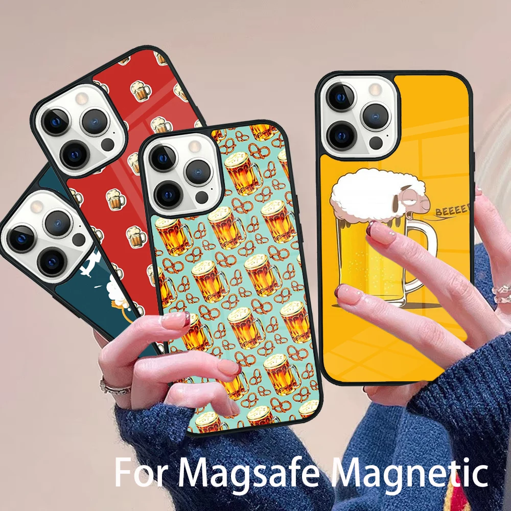 

Beer Mug Beer Bubbles Phone Case Magesafe Magnetic Wireless Charge Cover For IPhone 16 11 12 13 14 15 Pro Max Plus Mini