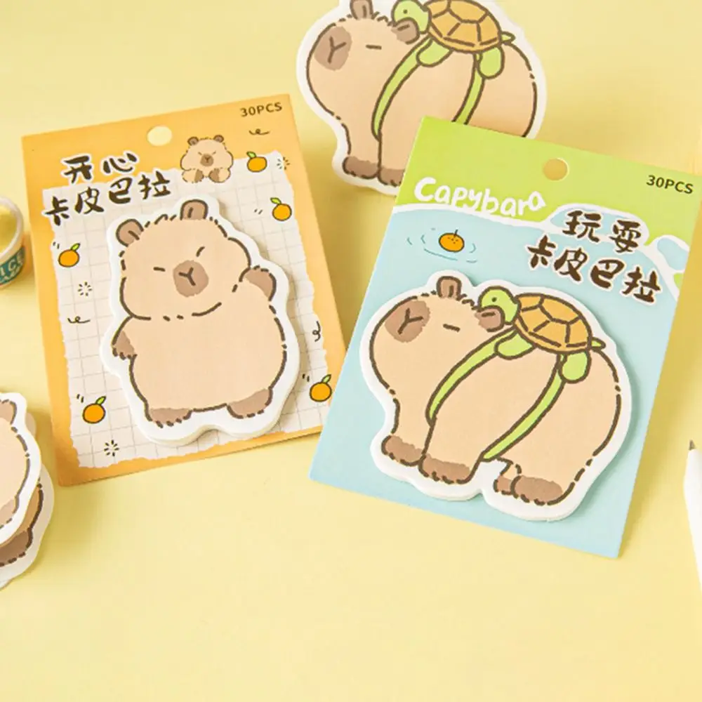 Kawaii Capivara Sticky Notes Pad, Portátil Mini Conta Material Adesivos, Multi-Purpose, Papelaria Multifunções