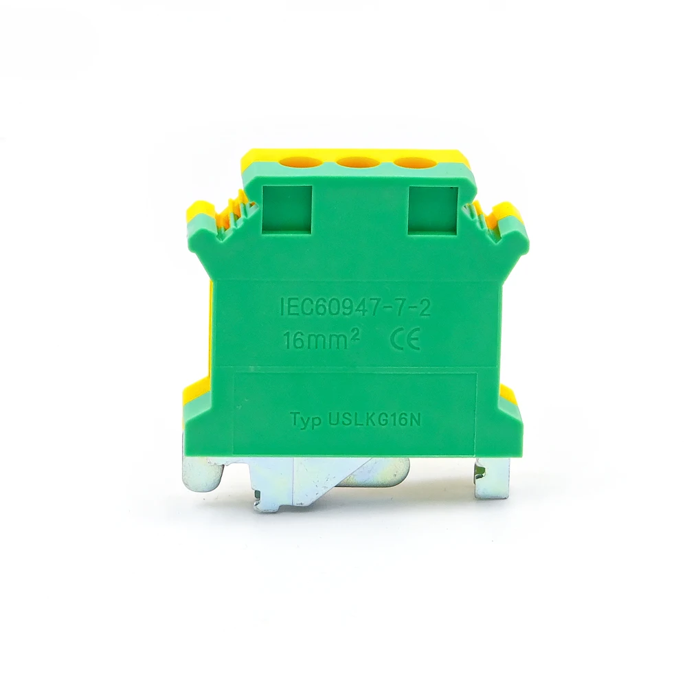 Ground Din Rail Terminal Blocks PE Type UISLKG-16 Universal Class Connector Screw Terminal Blocks UISLKG16 10PCS