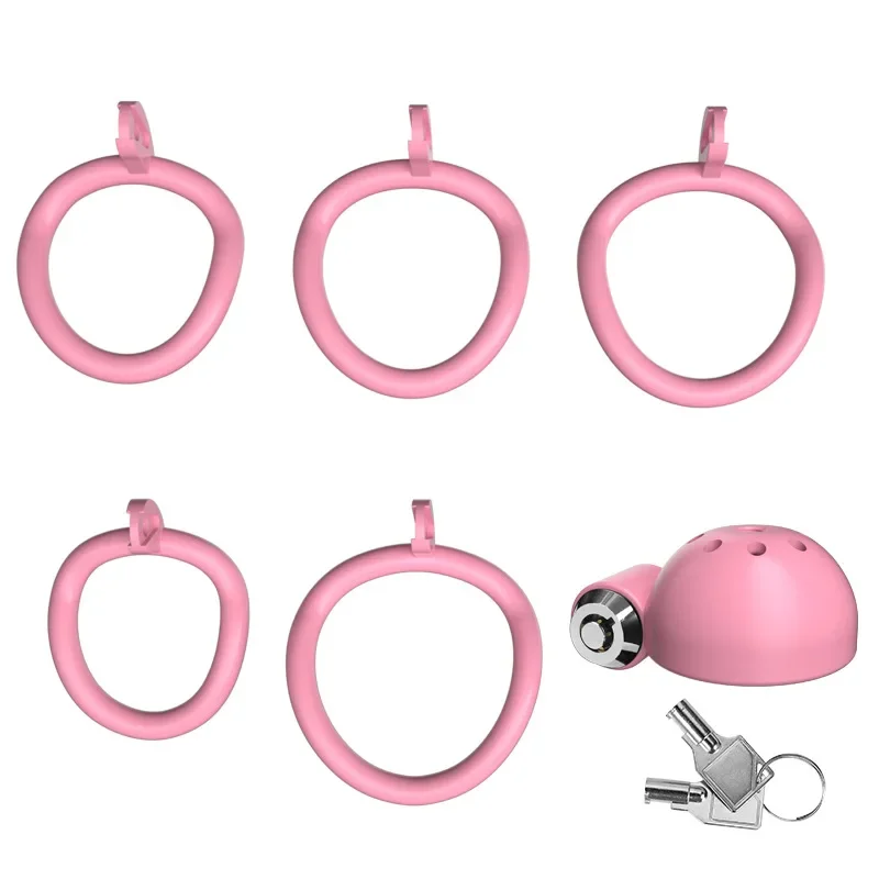 Adult Sex Toy Penis Bondage ABS Chastity Cage with 5 Rings Cock Cage Urethral Lock with Plug Male Cuckold Fetish Erotic BDSM Toy