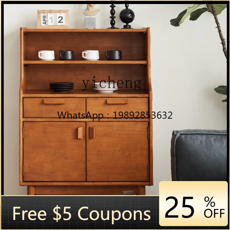 

ZZC Solid Wood Sideboard Cabinet Walnut Color Locker Modern Minimalist Tea Cabinet