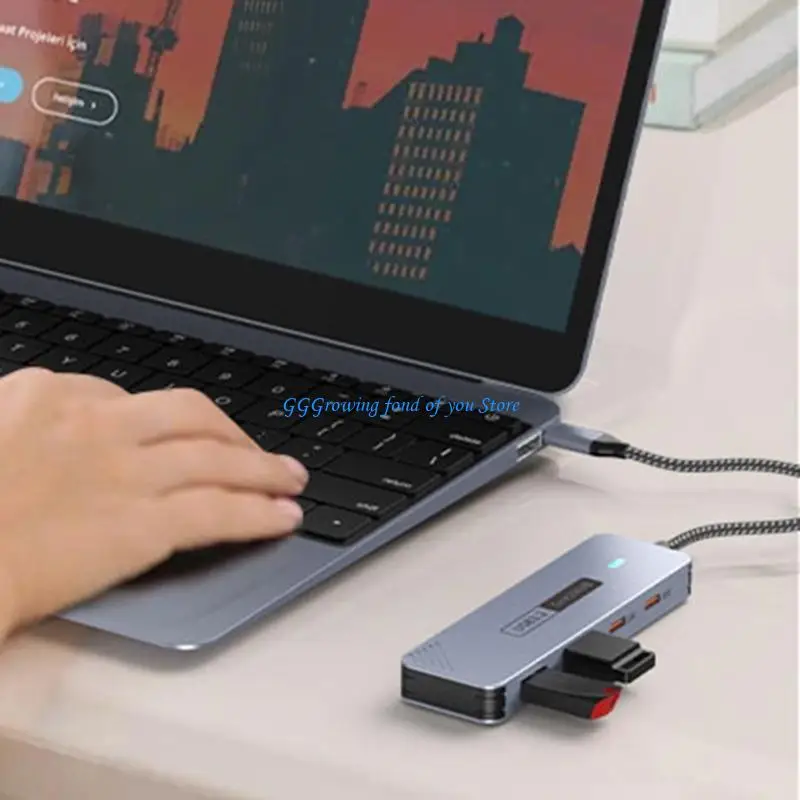 

H9EB USB C Aluminum Splitter 2x Type C+2x USB 10Gbps Data Transfer Adapter For Laptop