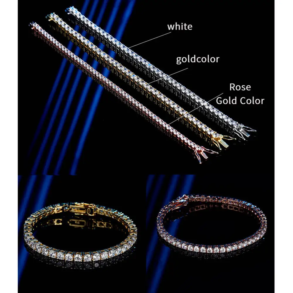 TY 3mm 4mm Moissanite Tennis Bracelet 925 Sterling Silver Full Dia GRA Sier Plated Wedding Party Jewelry Bracelets For Women Man image 5