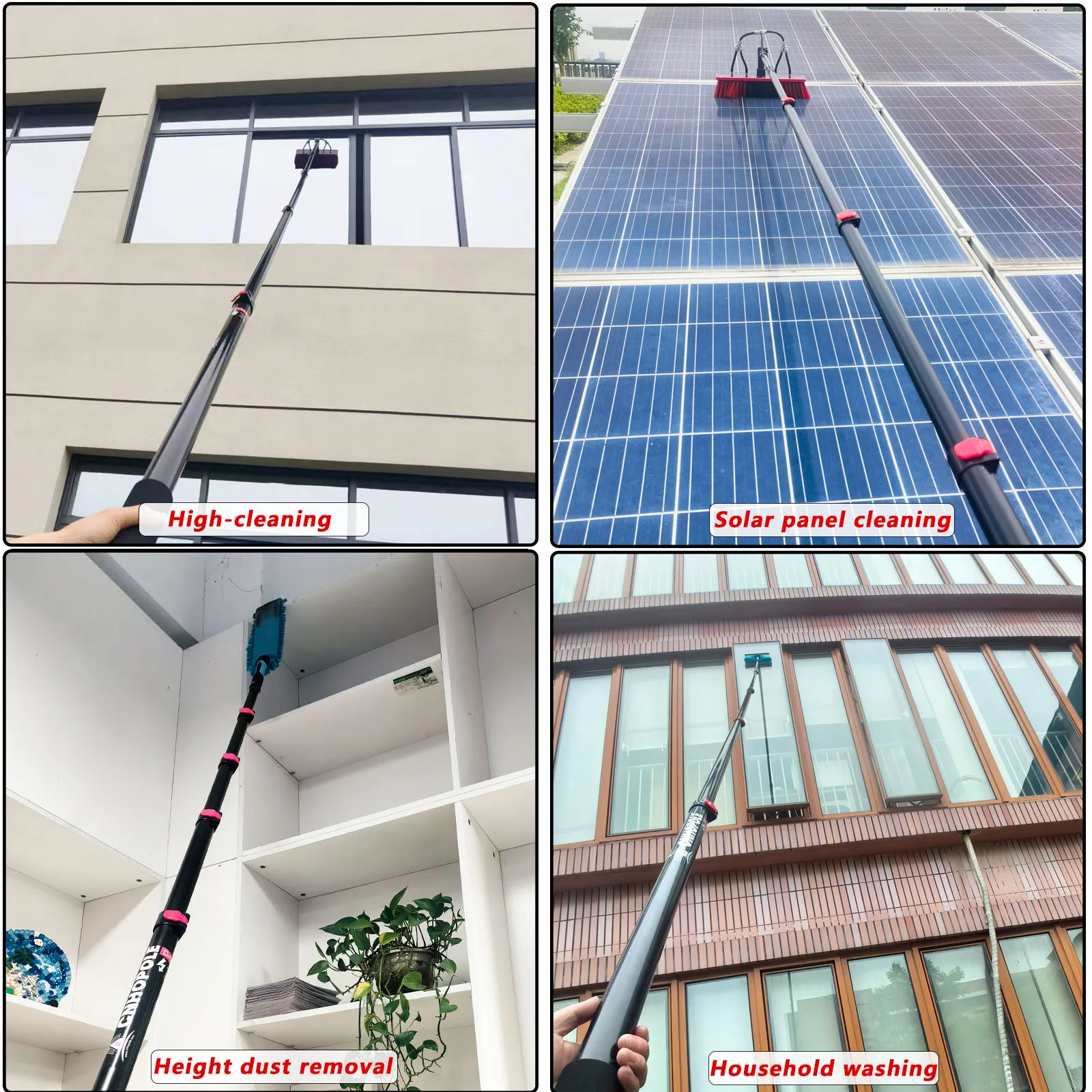 Aluminium-Verlängerungs-Teleskopstange, 12/15/20/24 Fuß, starker langer Griff, hohe Reichweite, ausziehbar, zum Malen/Reinigen/Stauben/Pflücken – Detail 5