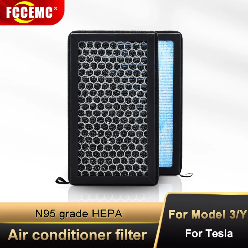 

2Pcs HEPA Cabin Air Filter for Model 3 Y Interior Activated Carbon PM2.5 Replacement Air Conditioner Filter OE 1107681-00-A