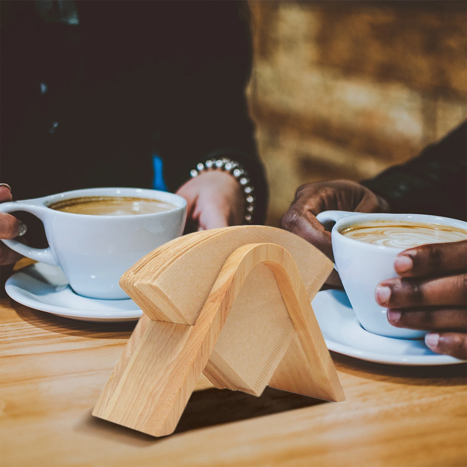 

1pc Wood Coffee Storage Stand V Shape Design For Home Paper Filter Holder Cafe Filter Paper Stand Restaurant Yellow