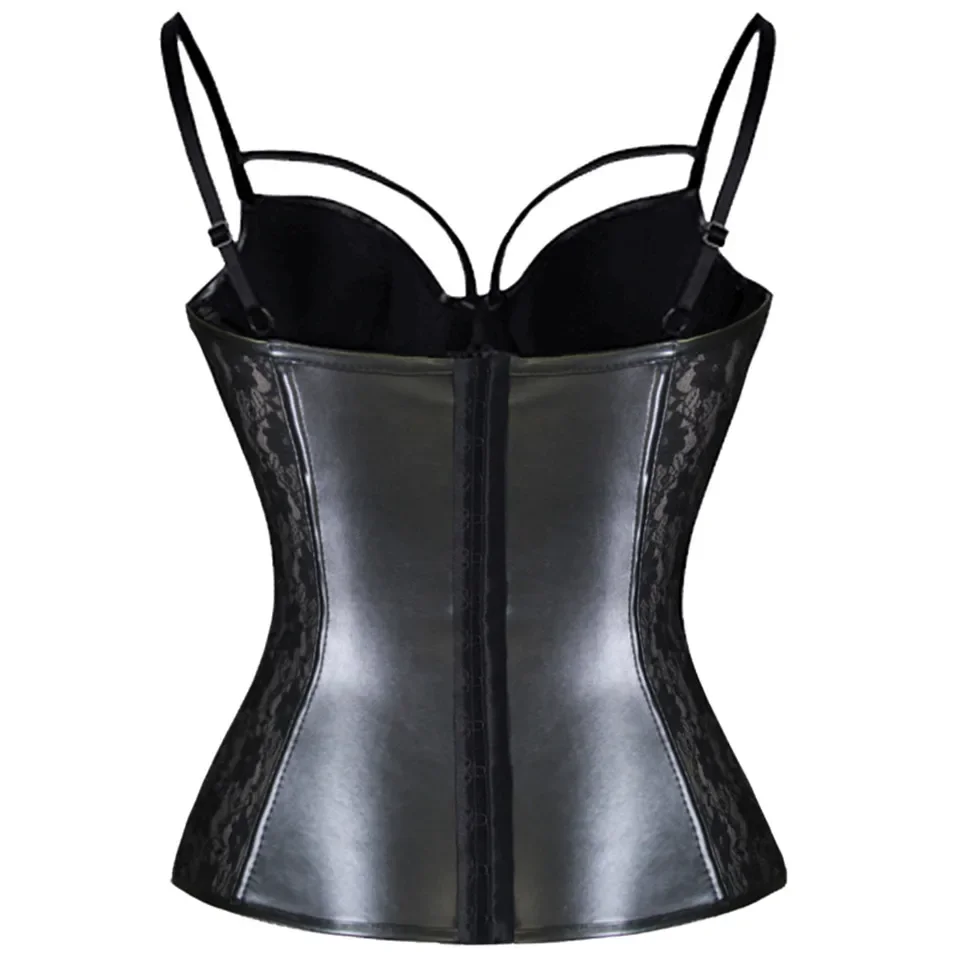 Women Leather Corset Top Bustier Gothic Bra Push Up Bodice Sexy Lingerie Corselet Slimming Body Shaper Underwear Plus Size