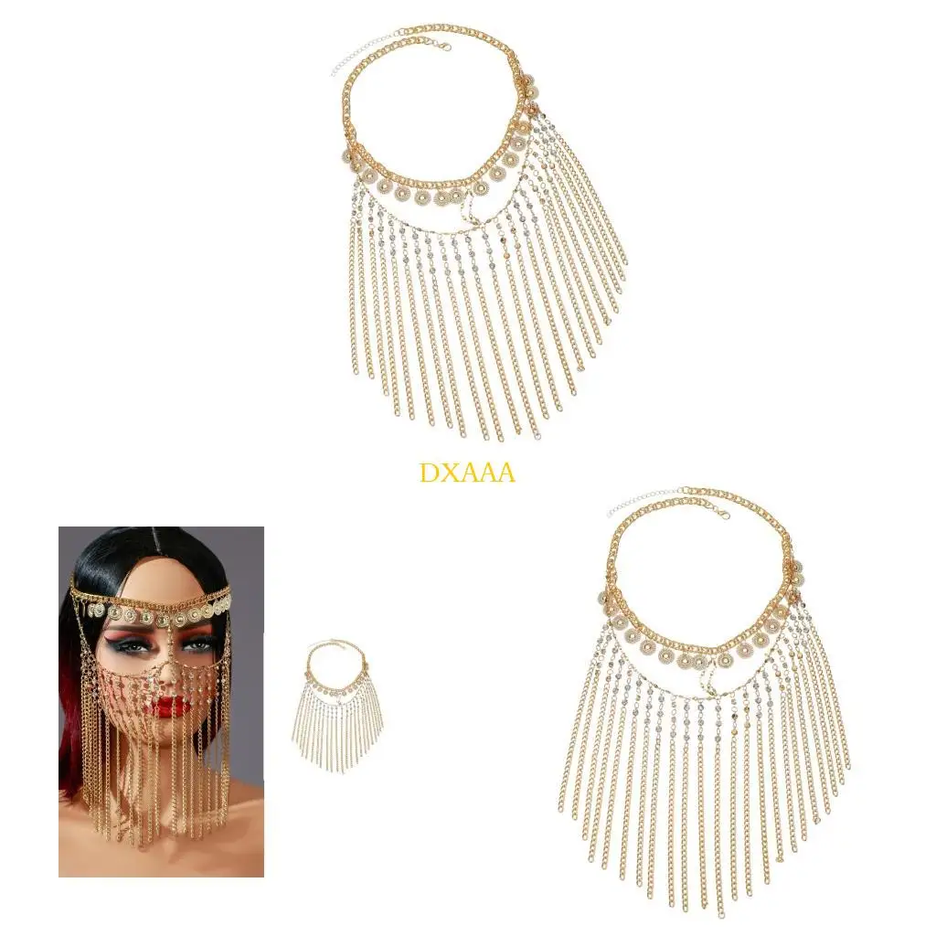 

DXAA Shimmering Studded Fringe Head Chain Stylish Bridal Party Hair Jewelry Ornament