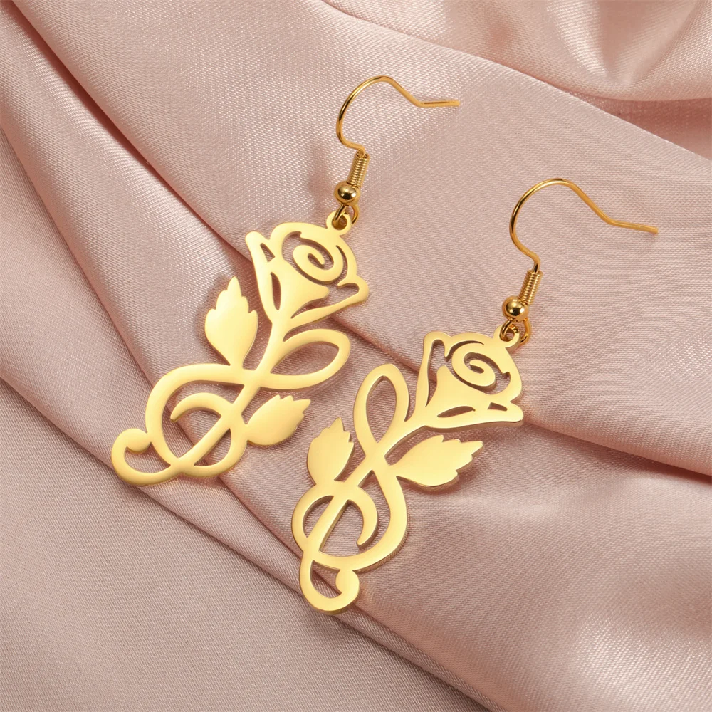 My Shape Rosenblüten-Ohrhänger für Damen Edelstahl Blumen-Ohrhänger Schmuck Geburtstag Hochzeit Süße Geschenke
