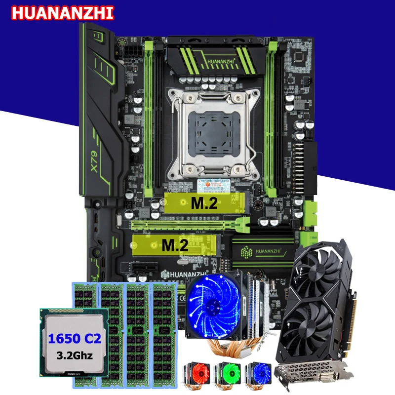 

Супер материнская плата HUANANZHI X79 с двойным разъемом M.2, видеокарта GTX1050Ti 4G CPU Xeon E5 1650 C2 С 6 трубками, кулер ОЗУ 16 Гб RECC