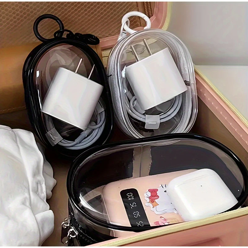 Travel Portable Digital Product Storage Bag Usb Data Cable Organizer Headset Charging Treasure Mini Clear Zipper Storage Bag