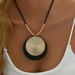 Creative Unique Large Round Vintage Pendant Necklace for Women Personalized Exaggerated Punk Style Jewelry Holiday Party Gift