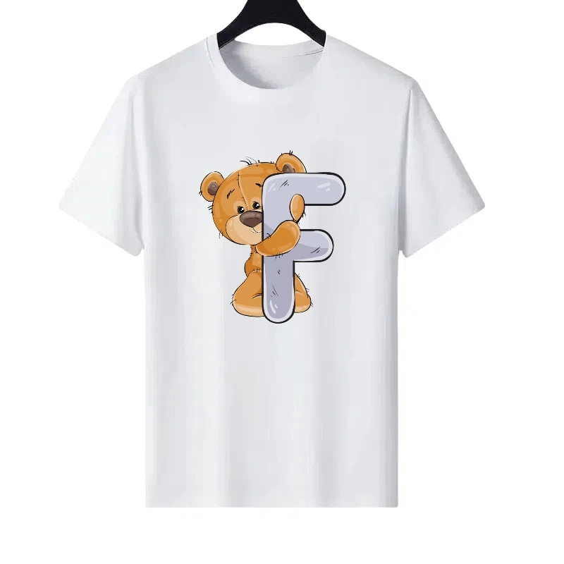 

Letter Number Woman Kawaii Round Neck Parent-child Clothing Loose Tops Ladies Cheap Y2k Short Sleeves T-Shirt Men Sweatshirts