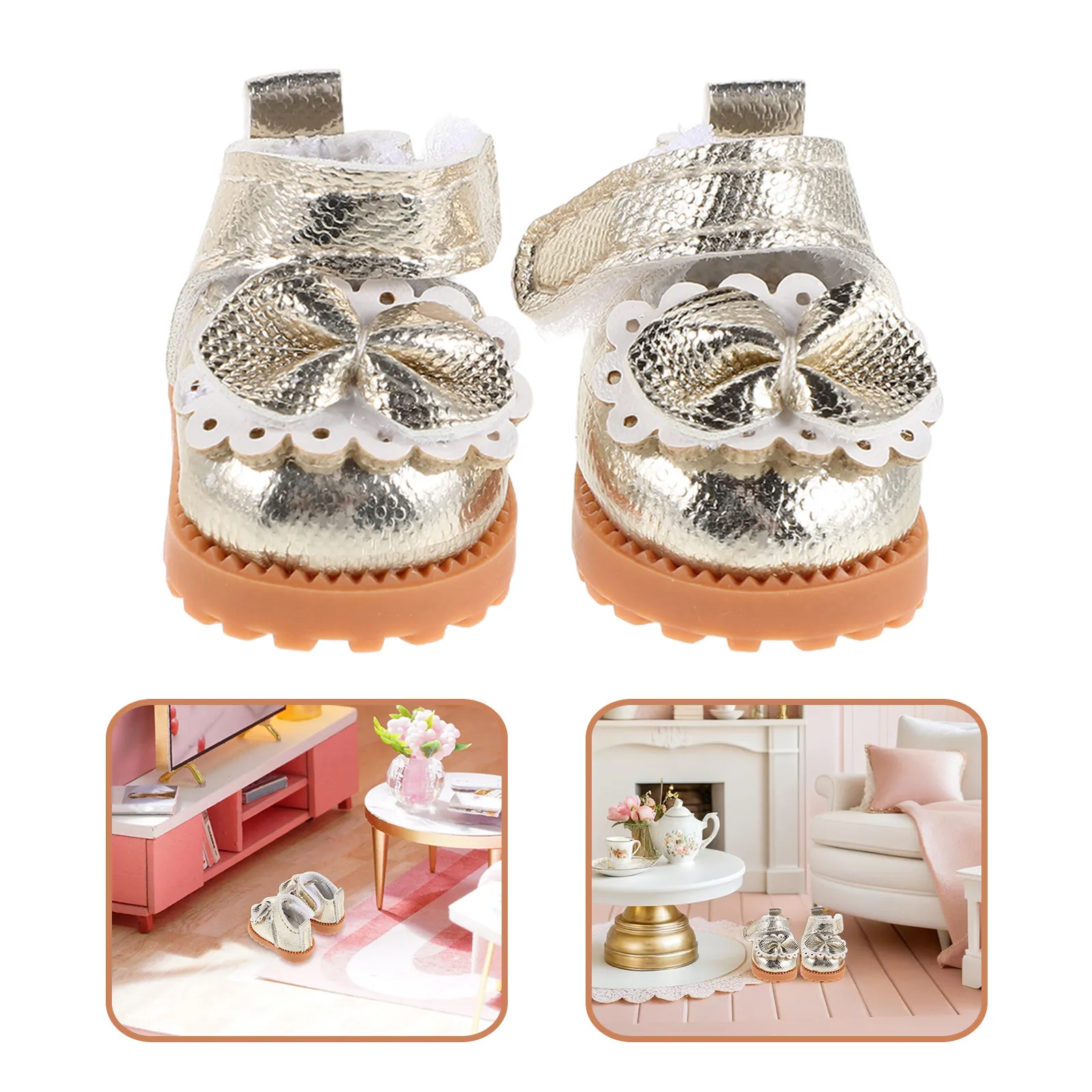 

1 Pair Princess Shoes Accessories Realistic Kawaii Flat Shoes For 17Cm Sandals Dress Up Pretend Play Birthday Holiday Decor