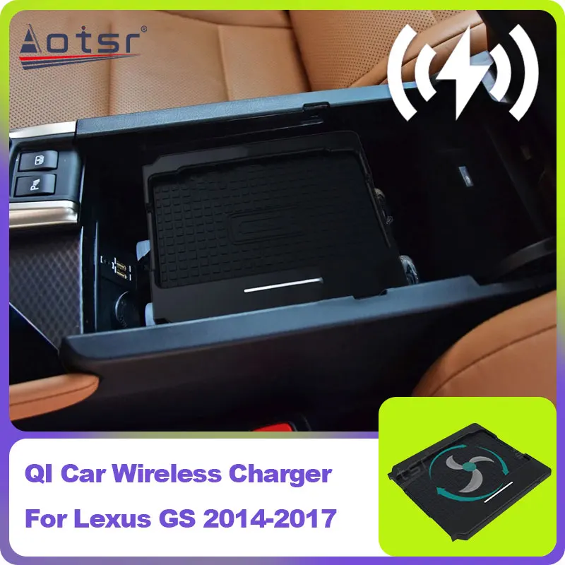 

QI Car Wireless Charger For Lexus GS 2014-2017 Intelligent Infrared Fast Charging for iPhone Samsung Huawei