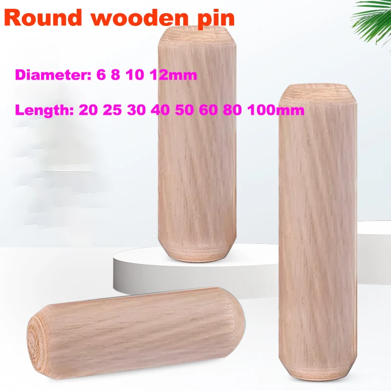Furniture Connection Round Wooden Pin Wooden Pin Diameter: 6 8 10 12mm Cork Stopper Positioning Tool Length: 20 25 30 40~100mm