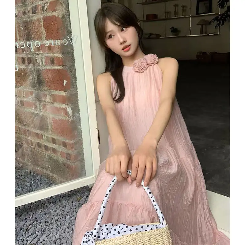 Robes femmes robe col en V été Modal smockage Applique cordon régulier station de sable vacances romantiques doux artistique quotidien