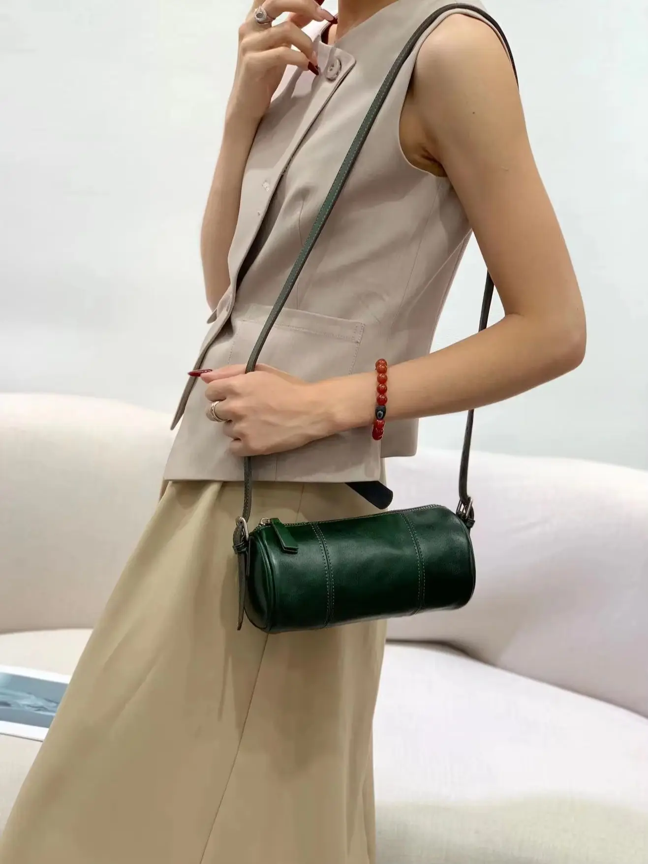 Genuine Grade Leather Women's Pillow Bag Luxury Deisgner Brand Fashion Female Small Single Shoulder Crossbody Bag for Woman New