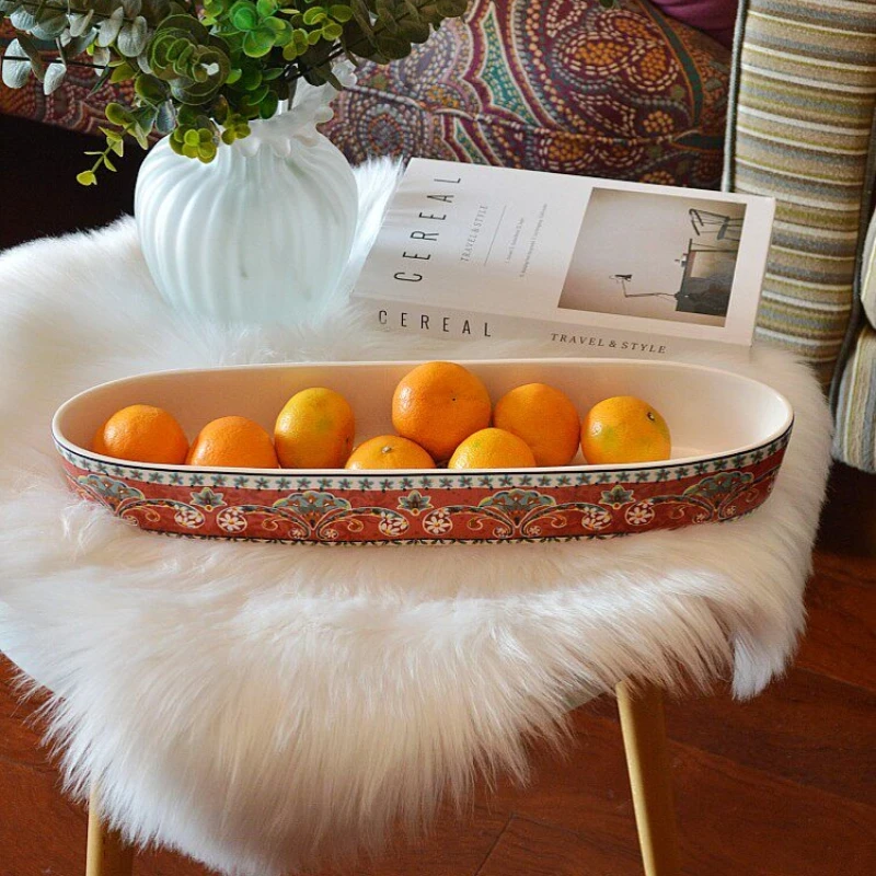 Ceramic Serving Appetizer Tray Baguette Flatware Porcelain Olive Canoe for Snacks, Condiments, or Appetizers