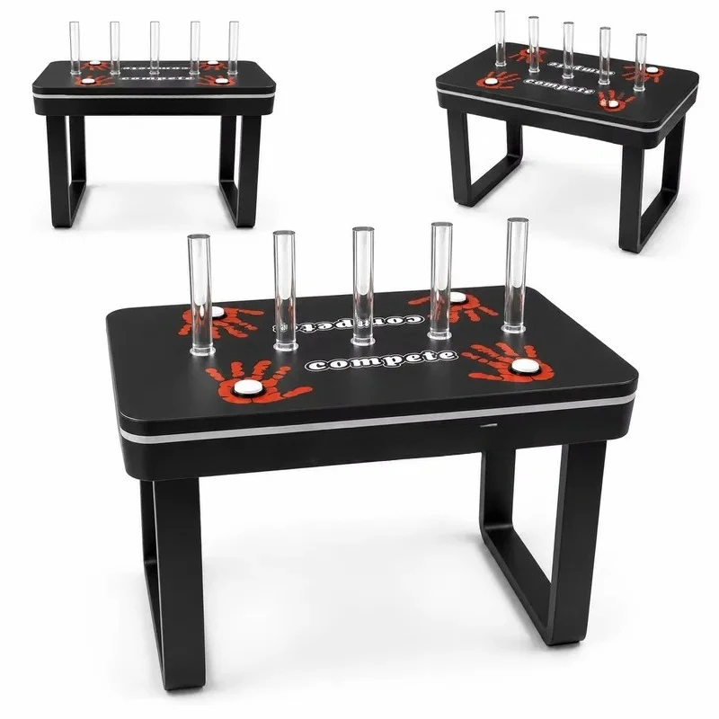 Two Person Electronic Reaction Game Table with 5 LED Lights Handprint Speed Challenge Toy for Kids and Family Gatherings