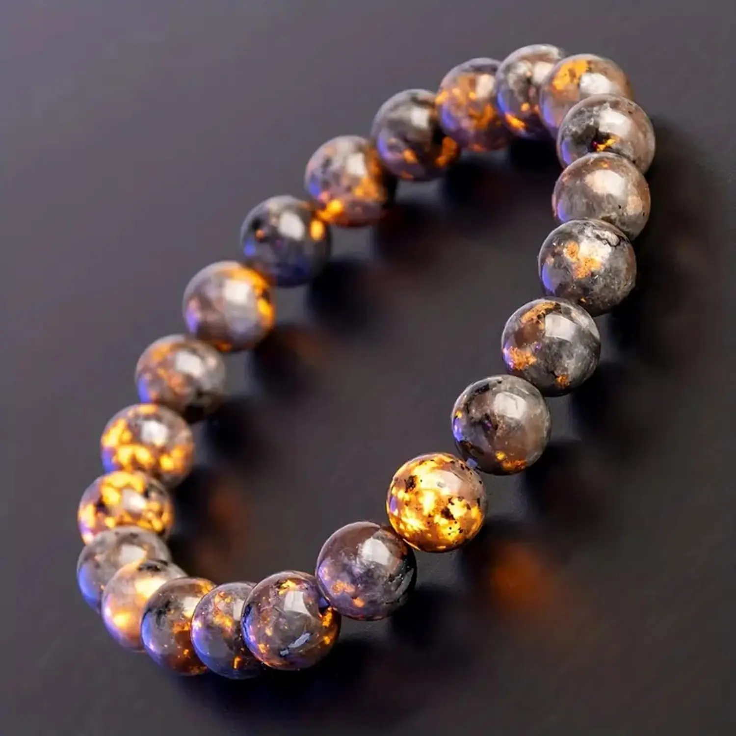2/4pcs Natural Flame Stone Bracelet with Natural Raw Stone Accessories, UV Luminescent Rock, Handmade Elastic Bracelet image 4