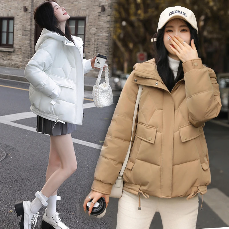 

Winter Jacket Women's 2023 New Hooded Short Jackets Coats FemaleThicken Warm Outerwear Leisure Versatile Overcoat