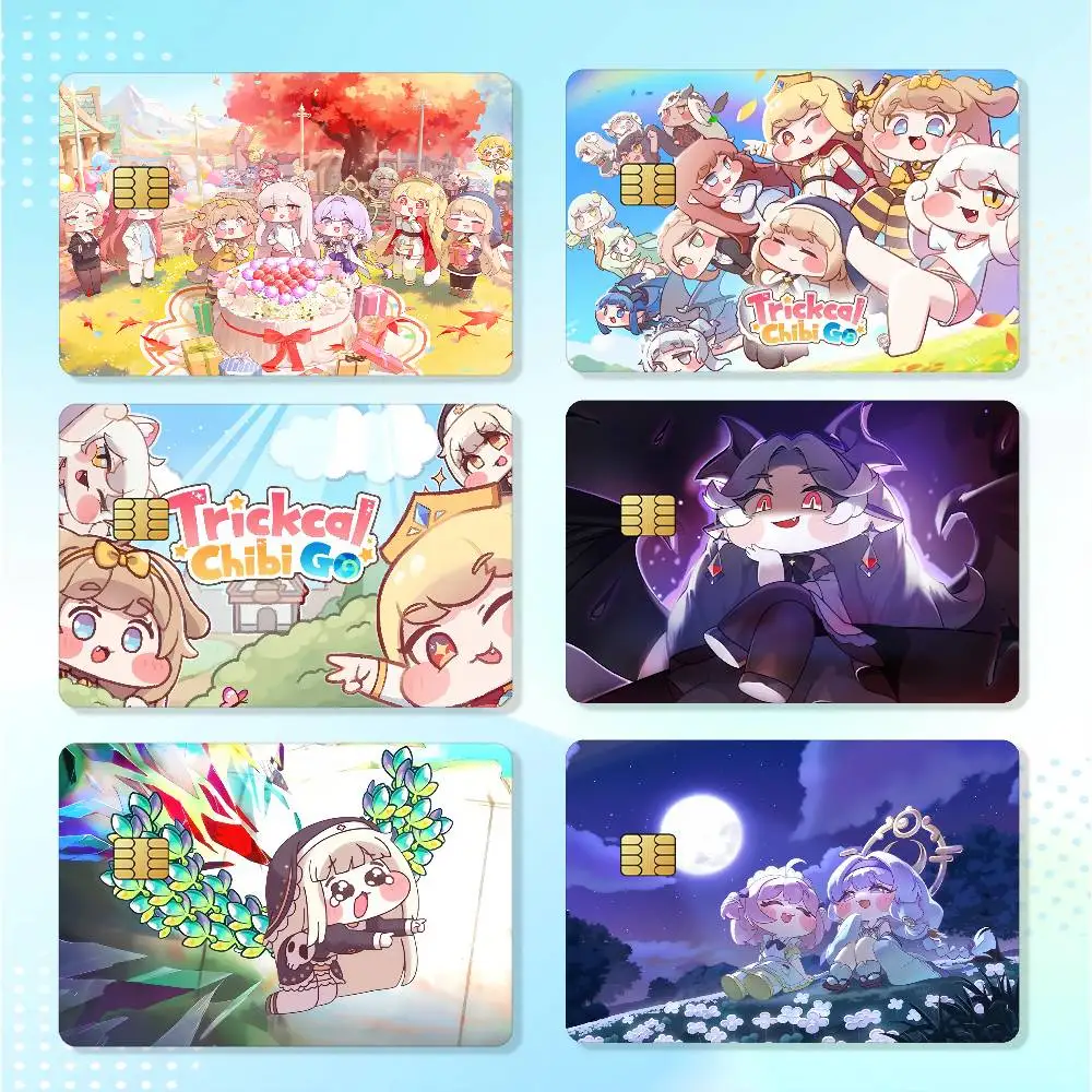 Game T-Trickcal Chibi Go Credit Skin Cover Card Stickers 4PCS Film Bus Pass Front Decoration Bank Debit Waterproof