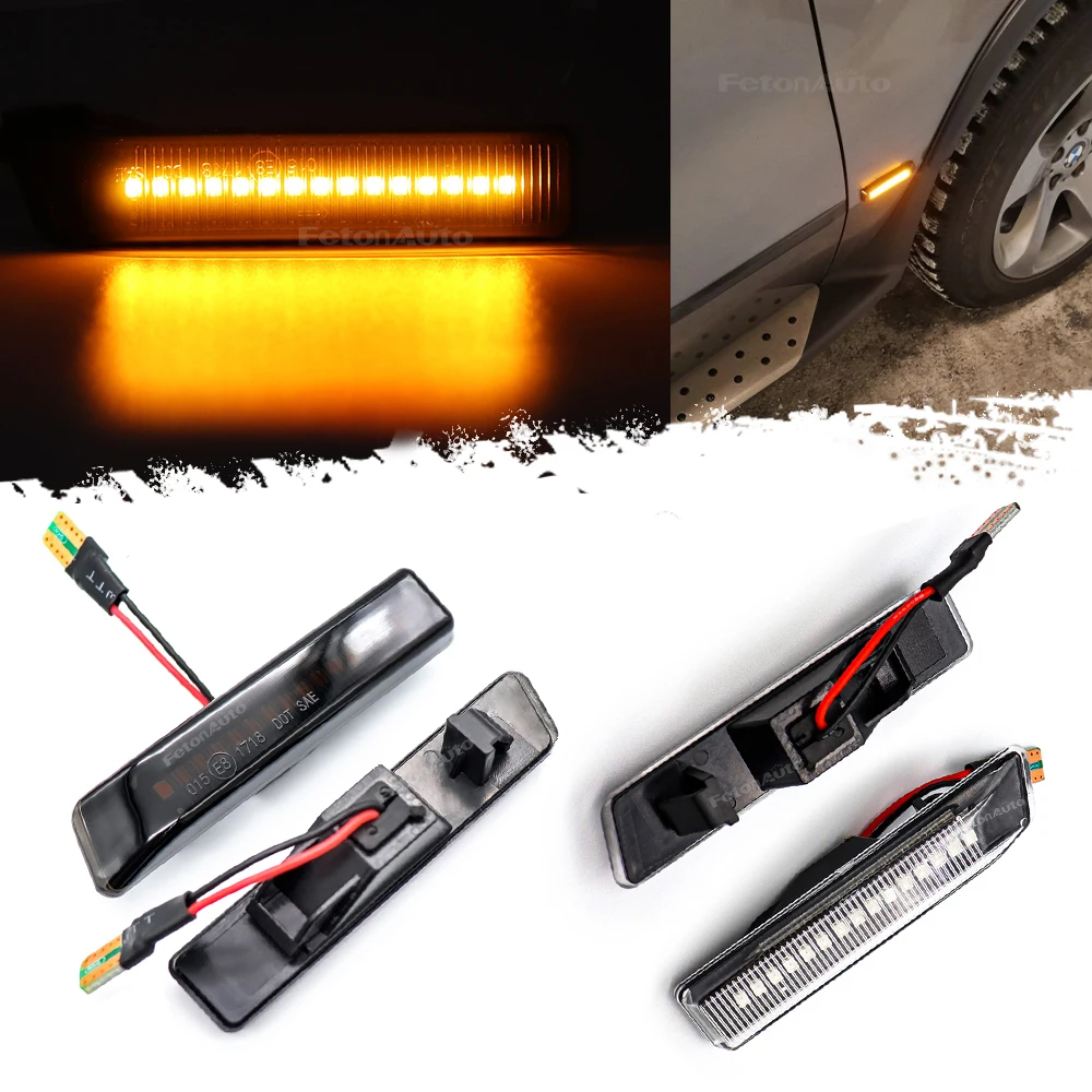 2pcs Lamp Side Fender Marking Sequence Dynamic Indicator Turn Signal Light  For BMW E36 M3 Facelift 1997-1999 X5 E53 1999-2006 ﻿