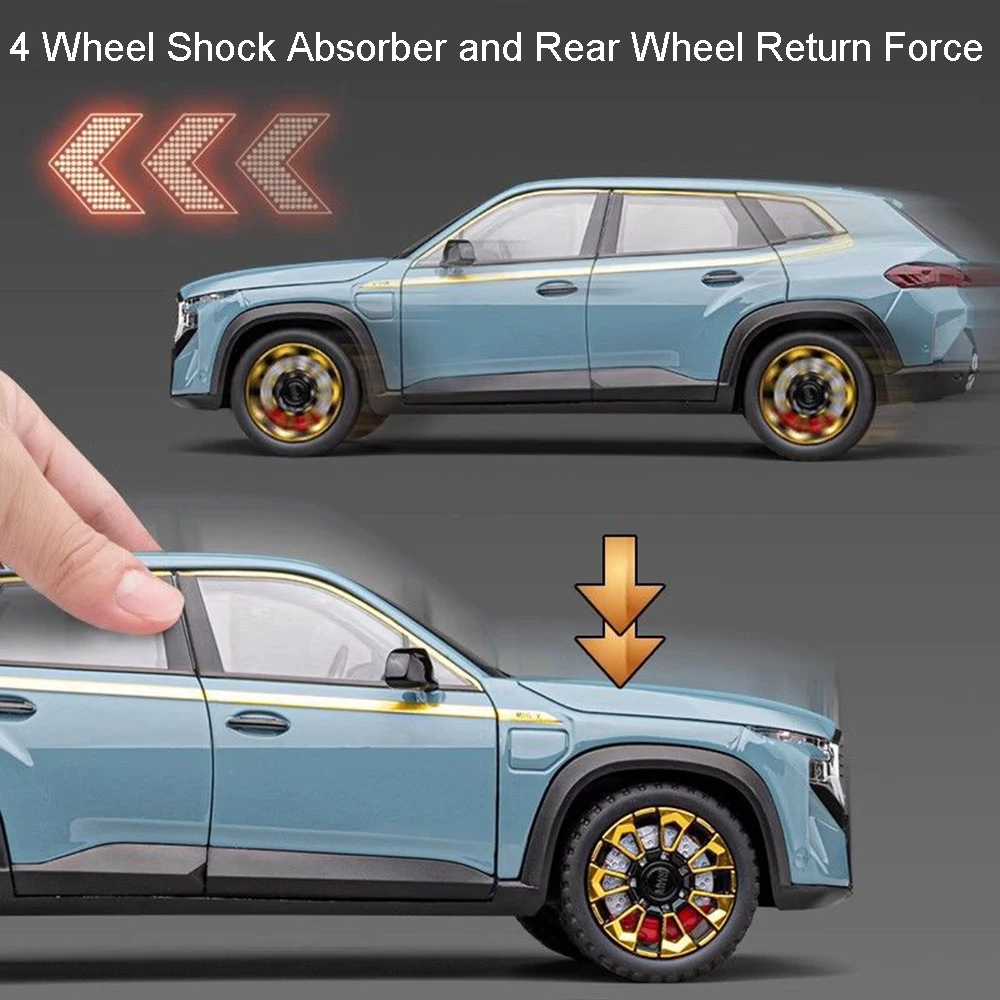 1:24 XM X5 합금 다이캐스트 모델 자동차 장난감 문 열림 소리와 빛 풀백 충격 흡수 시뮬레이션 차량 어린이용