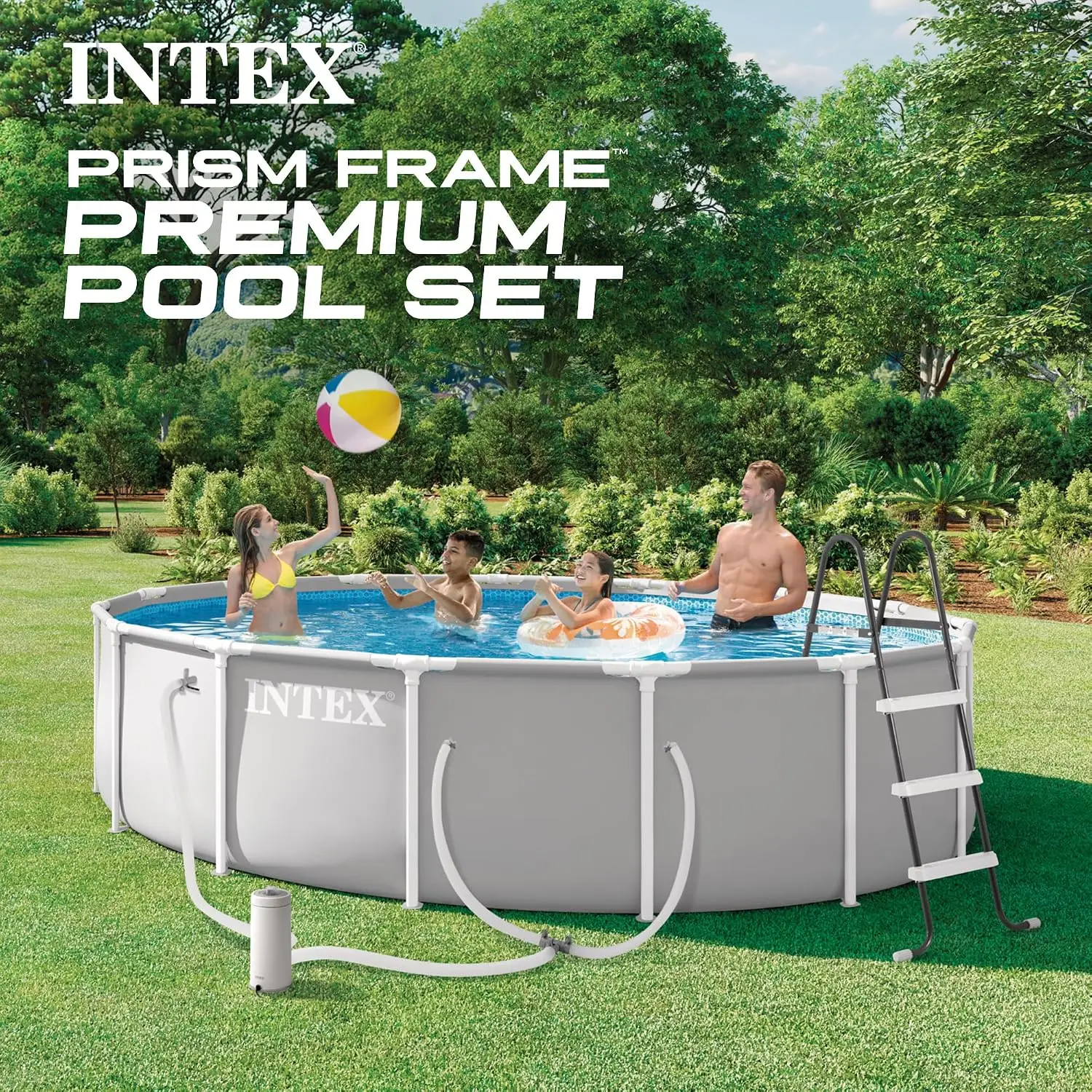 15x3.5ft Round Above Ground Pool Set, Steel Frame & 1000 GPH Cartridge Filter Pump, Custom