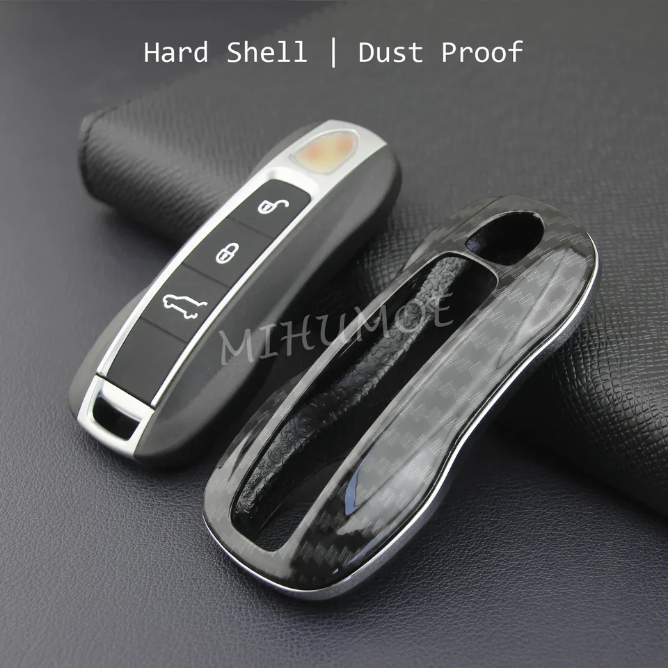 Coque Clé Voiture Porsche Fibre Carbone Noire - Protection Porsche Macan Cayenne 911